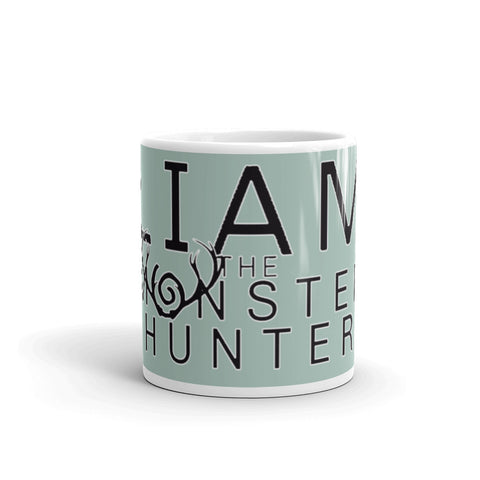 Liam the Monster Hunter White glossy mug