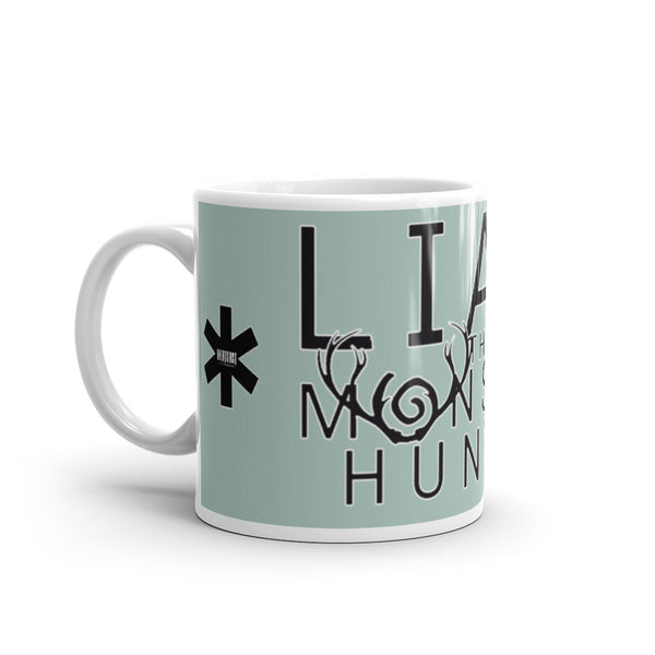 Liam the Monster Hunter White glossy mug