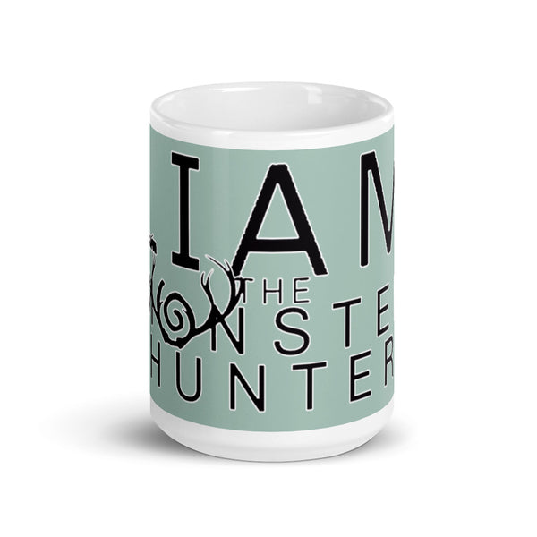 Liam the Monster Hunter White glossy mug