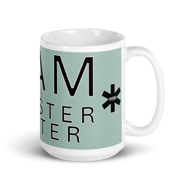 Liam the Monster Hunter White glossy mug